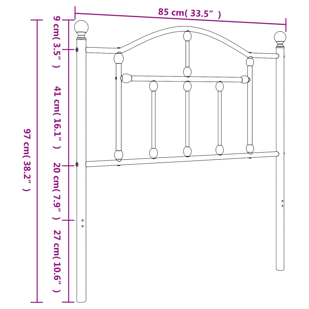 Hoofdbord 160 cm metaal