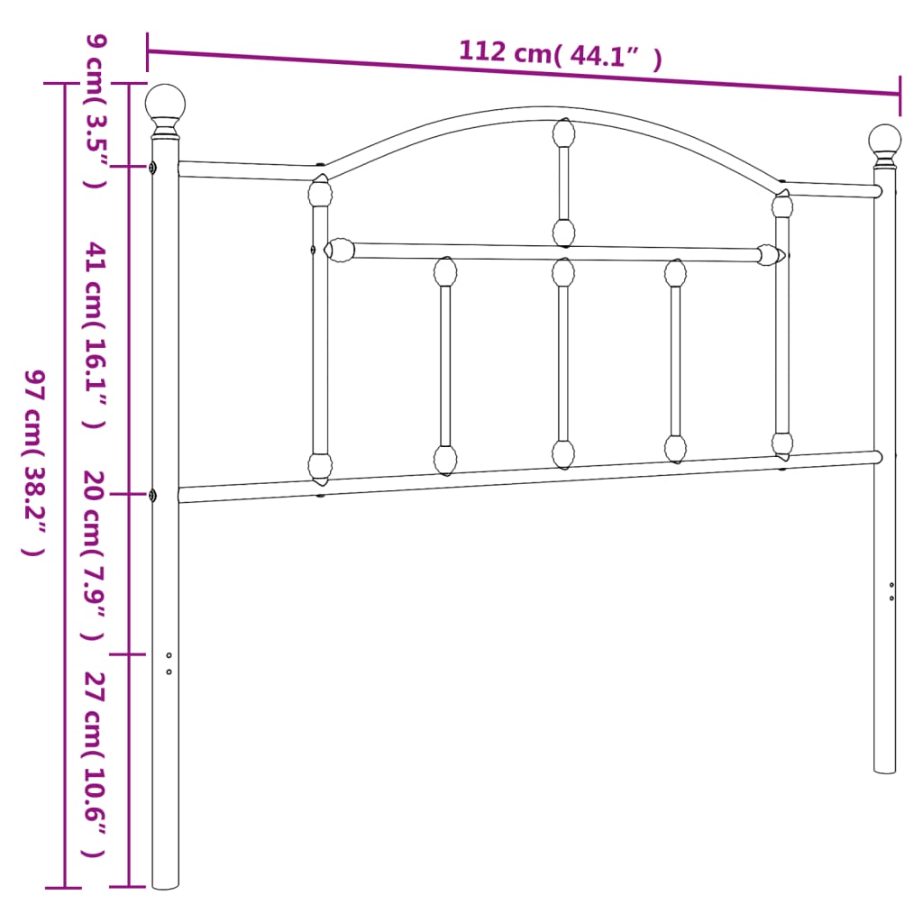 Hoofdbord 160 cm metaal