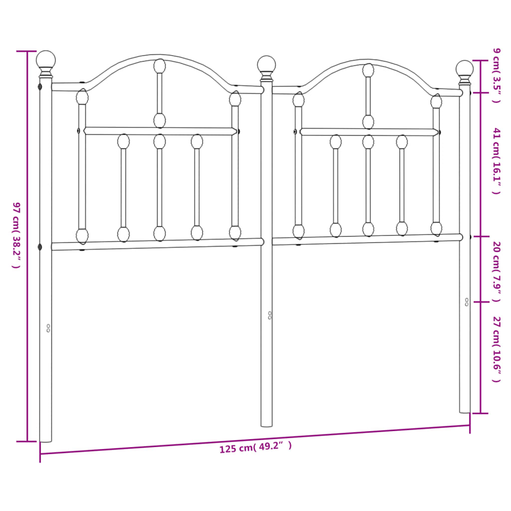 Hoofdbord 160 cm metaal