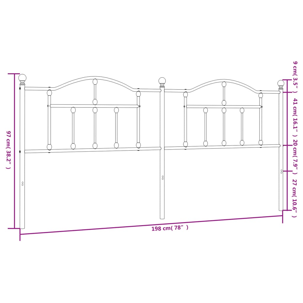 Hoofdbord 160 cm metaal