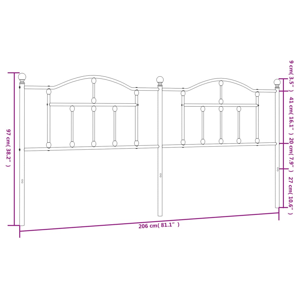 Hoofdbord 160 cm metaal