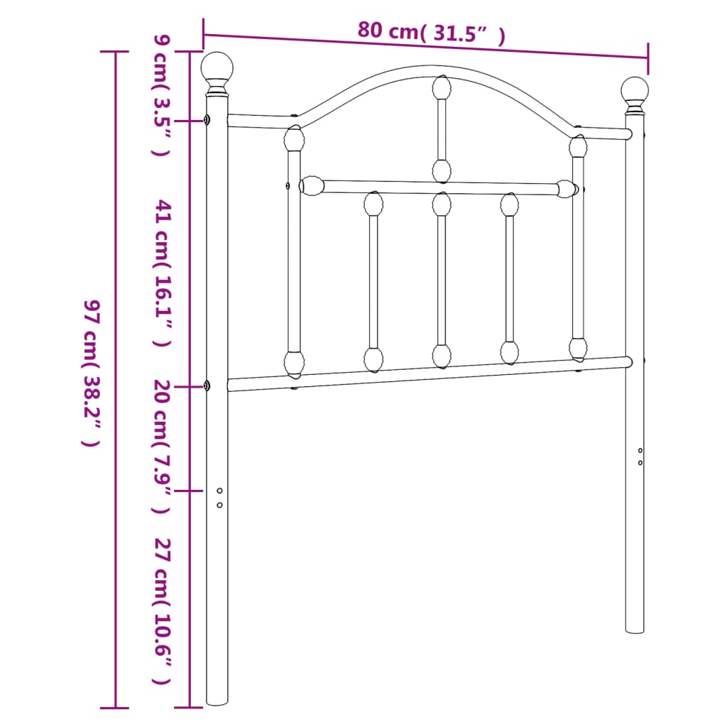 Hoofdbord 160 cm metaal