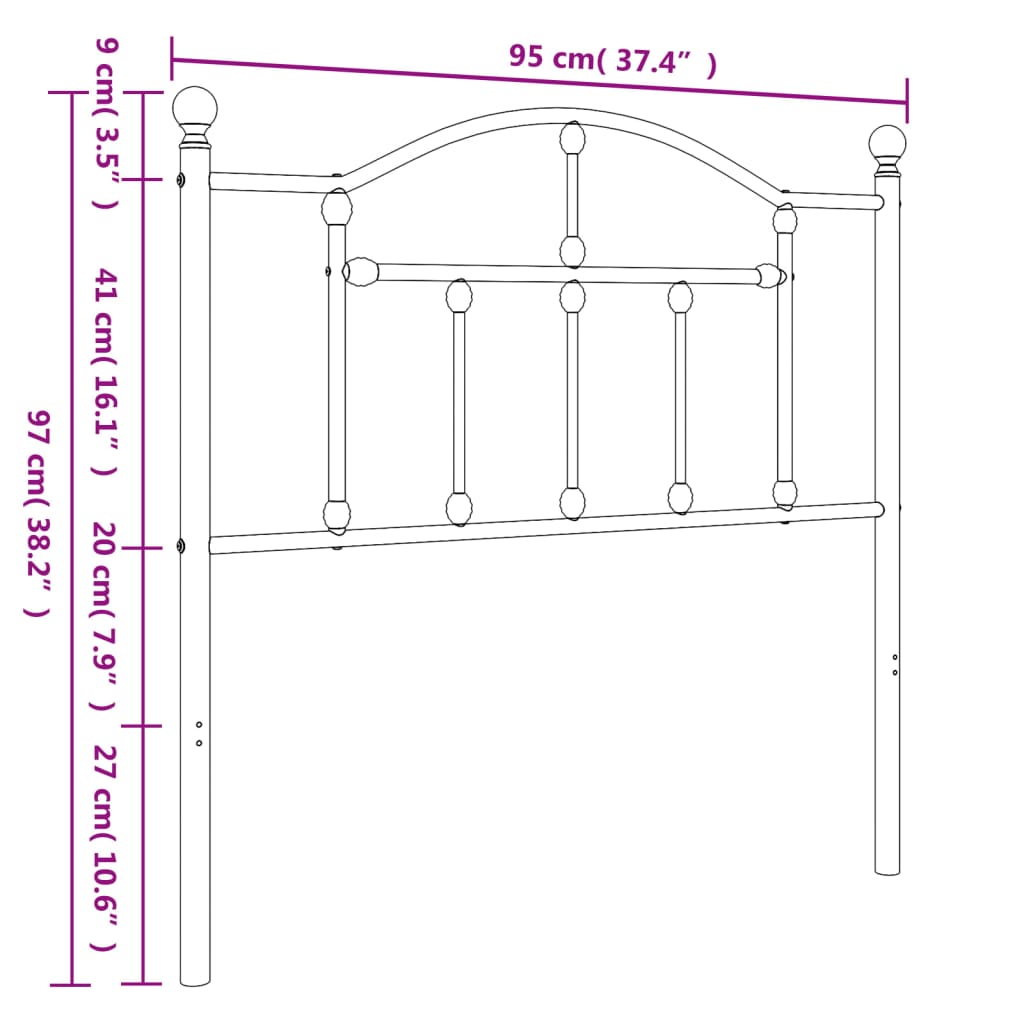 Hoofdbord 160 cm metaal