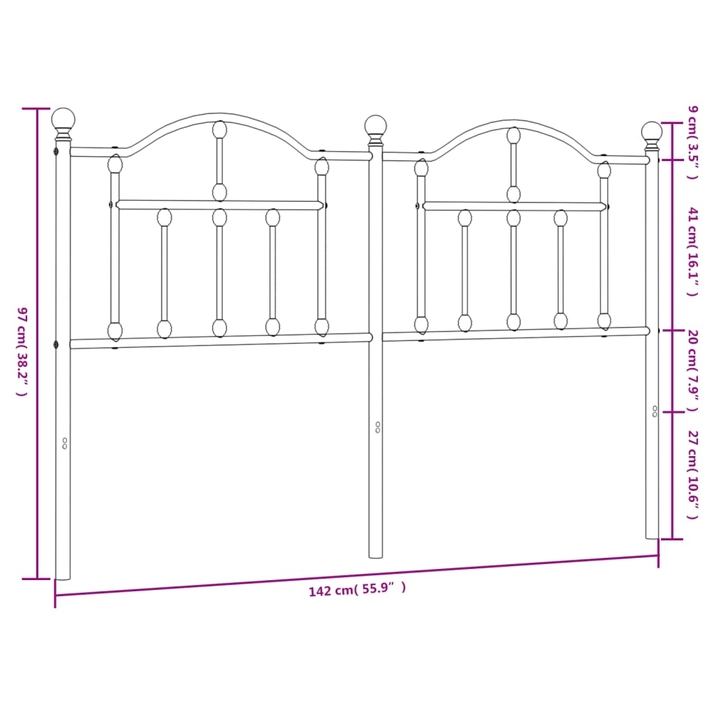 Hoofdbord 160 cm metaal