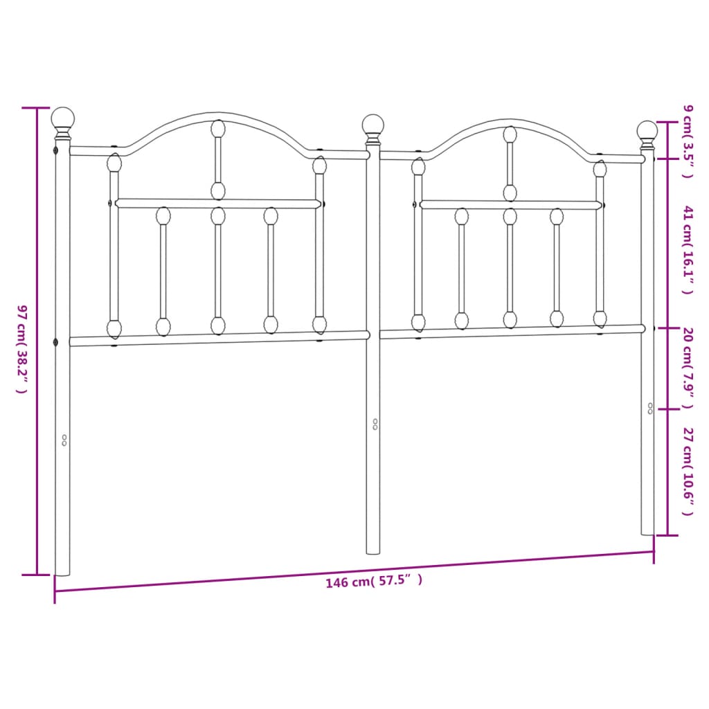 Hoofdbord 160 cm metaal