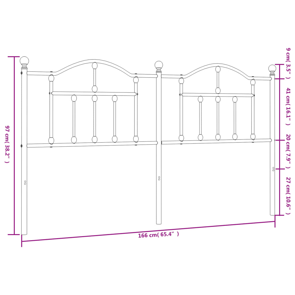 Hoofdbord 160 cm metaal