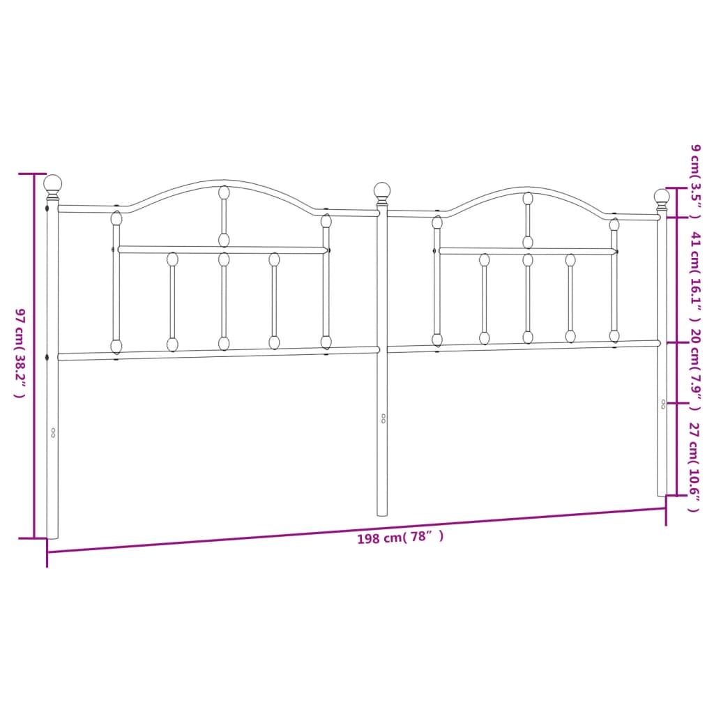 Hoofdbord 160 cm metaal