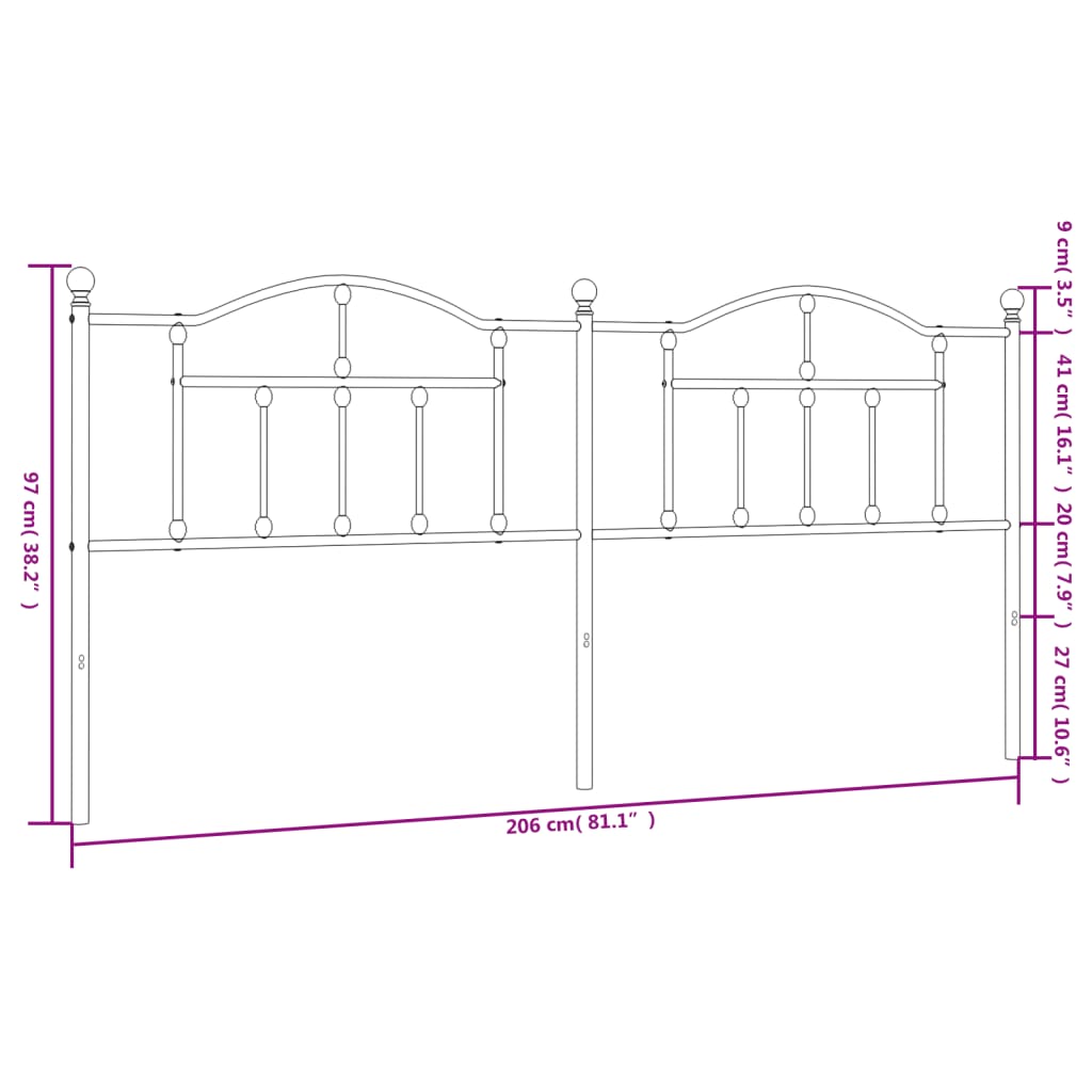 Hoofdbord 160 cm metaal