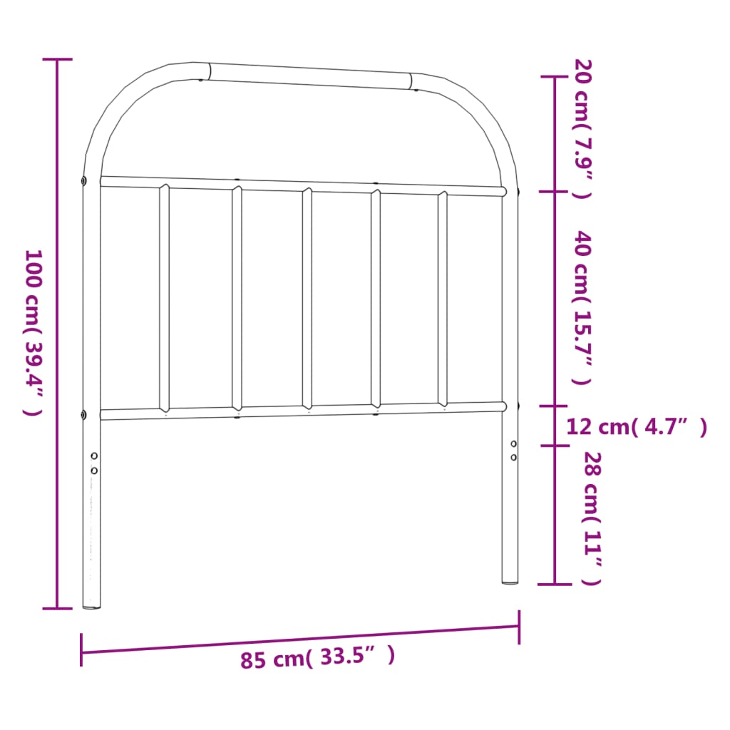 Hoofdbord metaal 193 cm