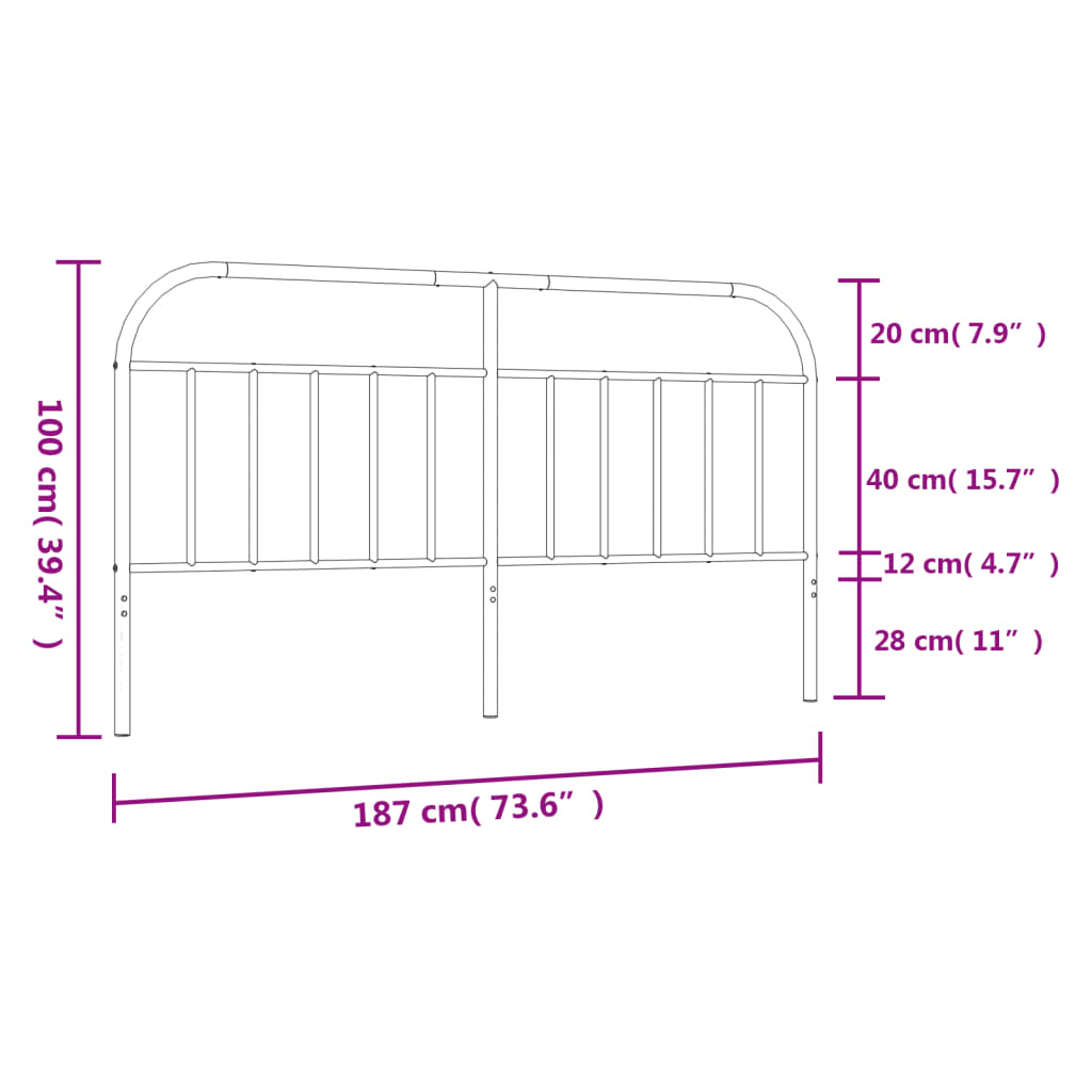 Hoofdbord metaal 193 cm