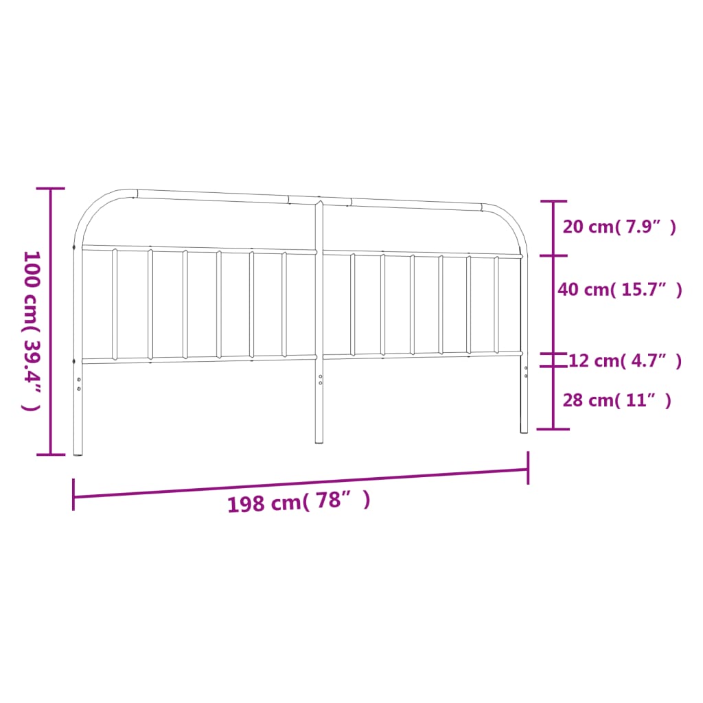 Hoofdbord metaal 193 cm