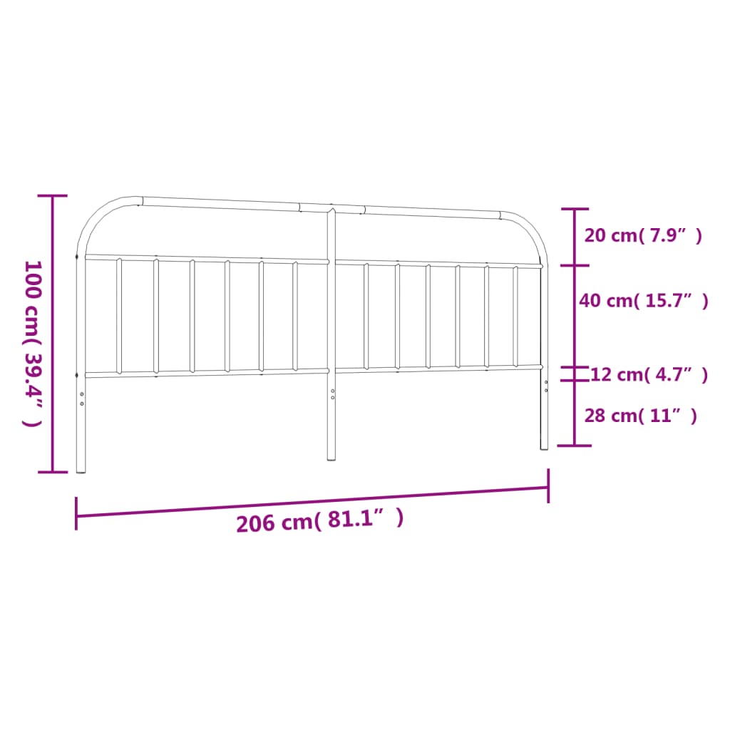 Hoofdbord metaal 193 cm