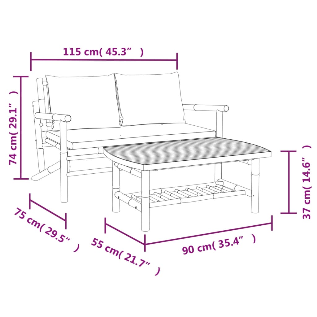 Tuintafel 90x55x37 cm bamboe