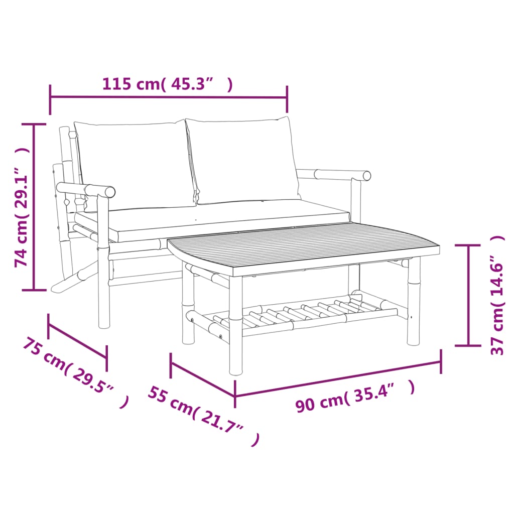 Tuintafel 90x55x37 cm bamboe