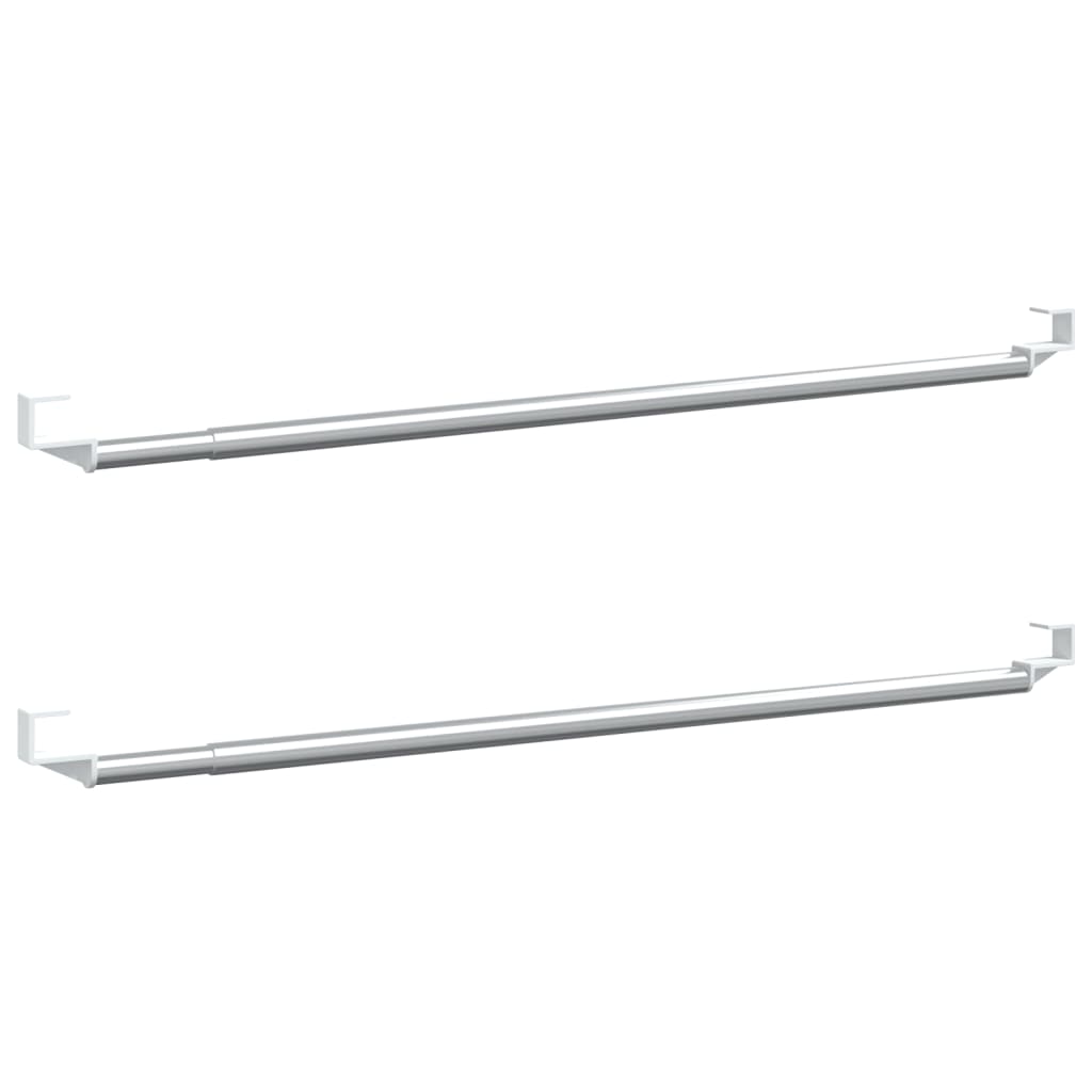 Gordijnrails 2 st 90-130 cm aluminium wit en zilverkleurig