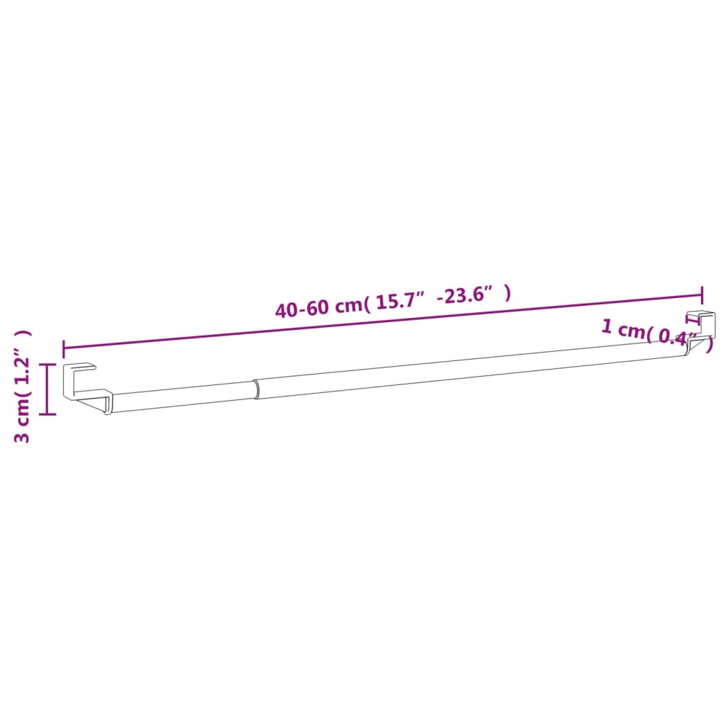 Gordijnrails 2 st 90-130 cm aluminium wit en zilverkleurig