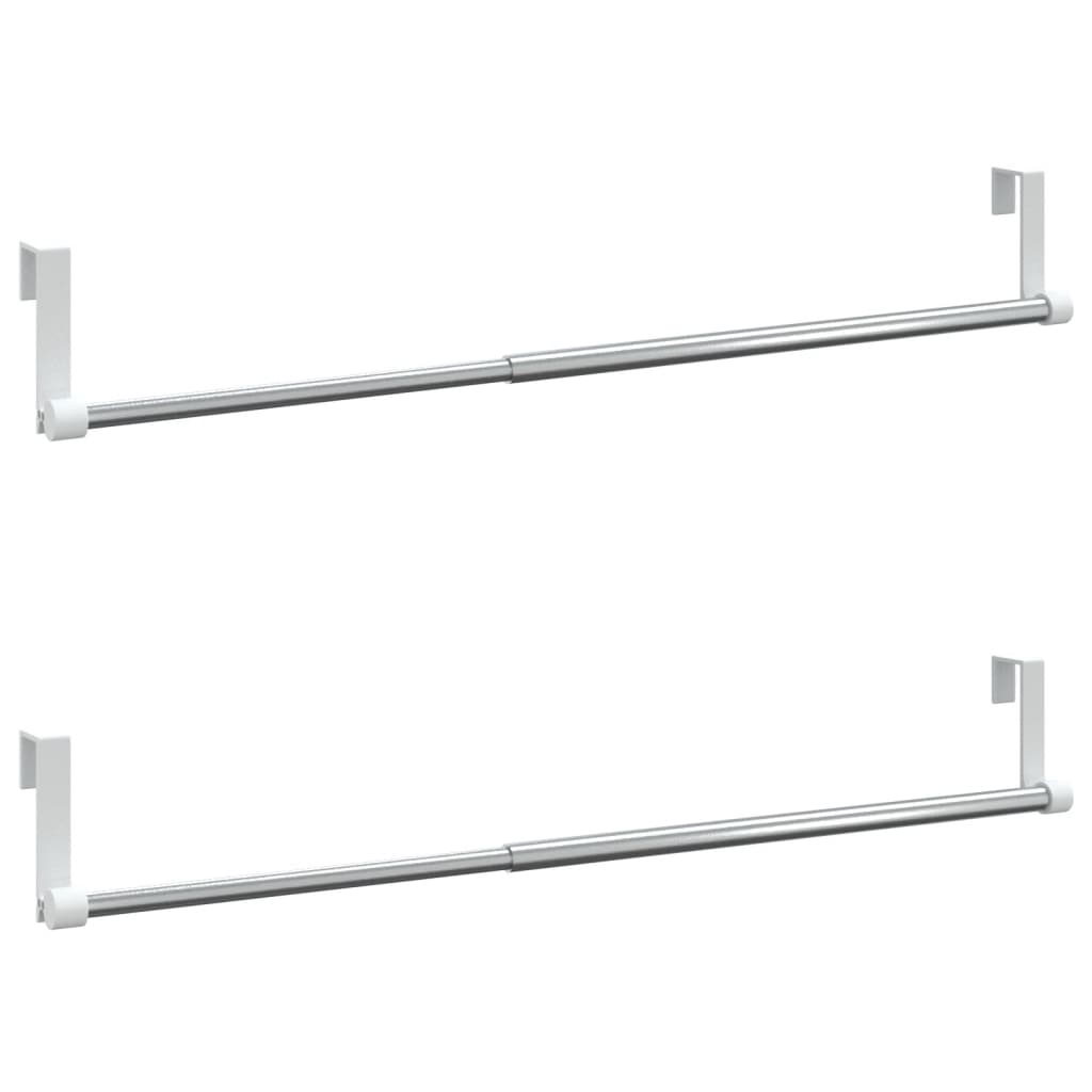 Gordijnrails 2 st 60-105 cm aluminium wit en zilverkleurig