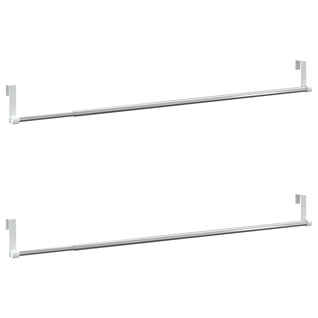 Gordijnrails 2 st 60-105 cm aluminium wit en zilverkleurig