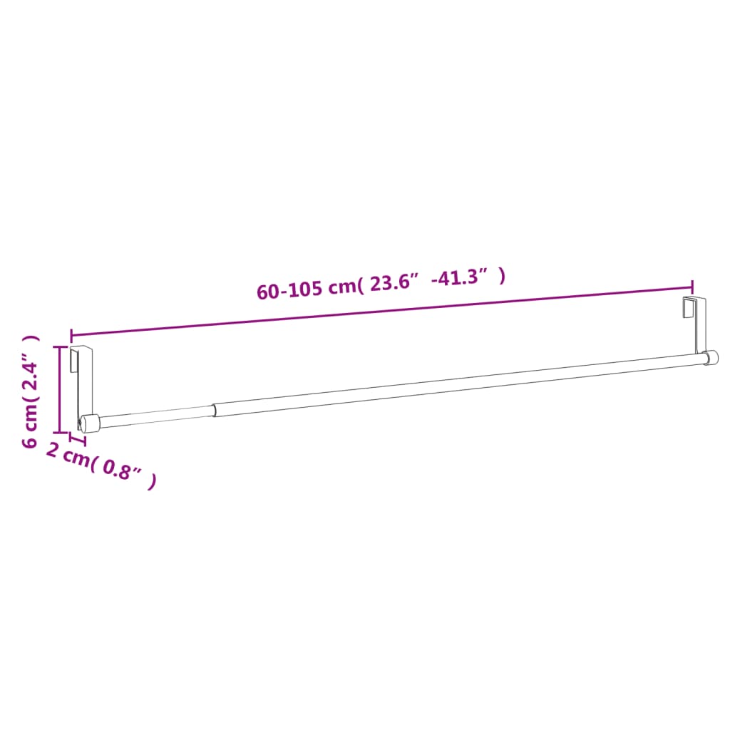 Gordijnrails 2 st 60-105 cm aluminium wit en zilverkleurig