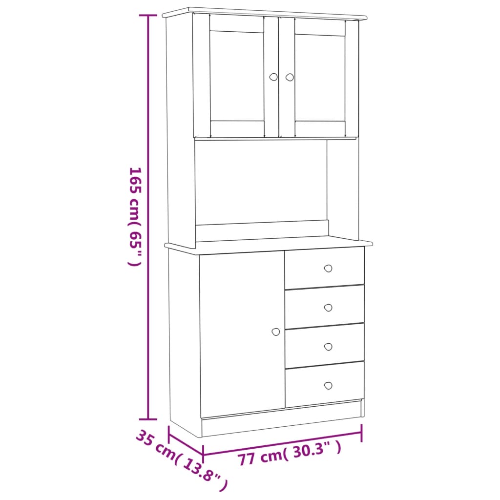 Hoge kast ALTA 77x35x165 cm massief grenenhout