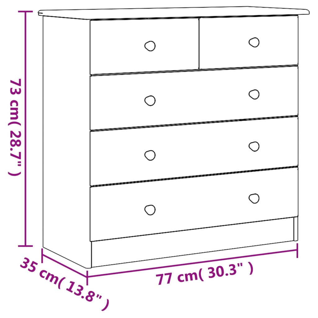 Ladekast ALTA 77x35x73 cm massief grenenhout