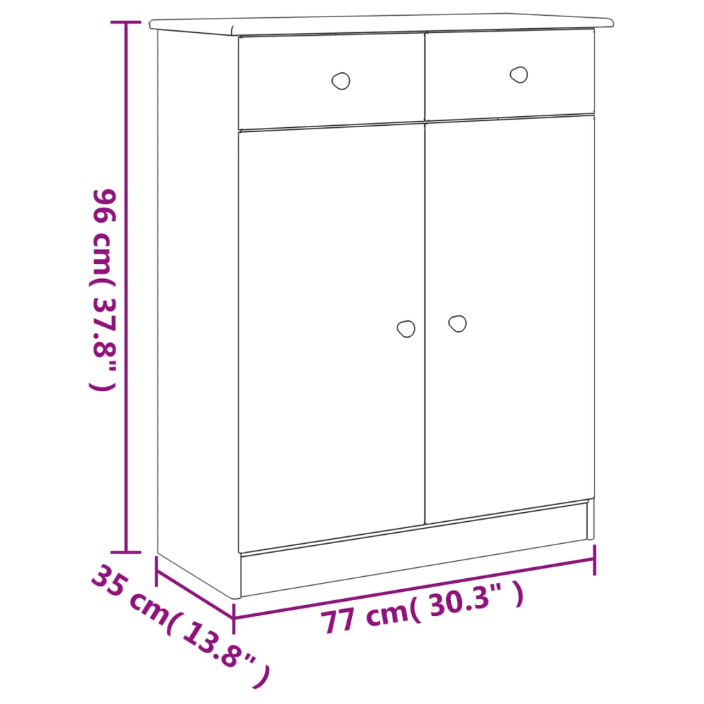 Schoenenkast ALTA 77x35x96 cm massief grenenhout