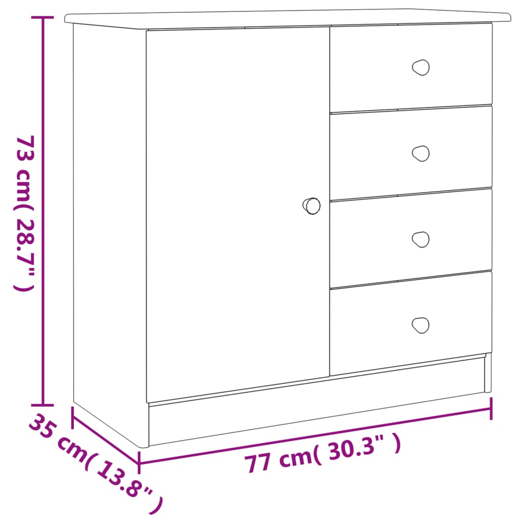 Dressoir ALTA 77x35x73 cm massief grenenhout