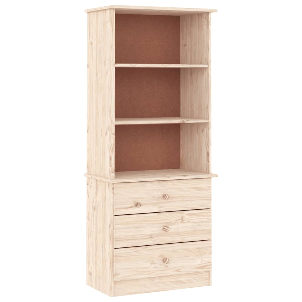 Boekenkast met lades ALTA 60x35x142 cm massief grenenhout