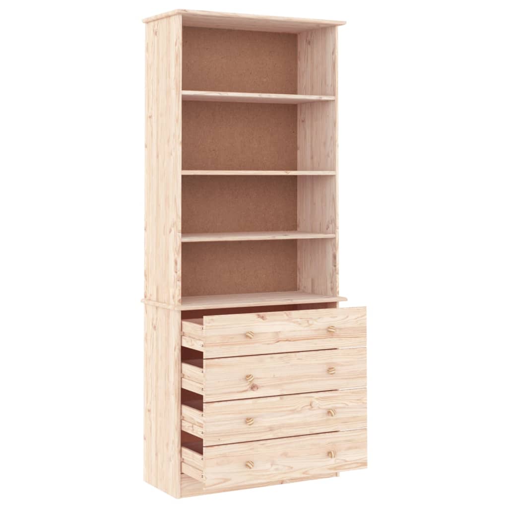 Boekenkast met lades ALTA 77x35x186,5 cm massief grenenhout