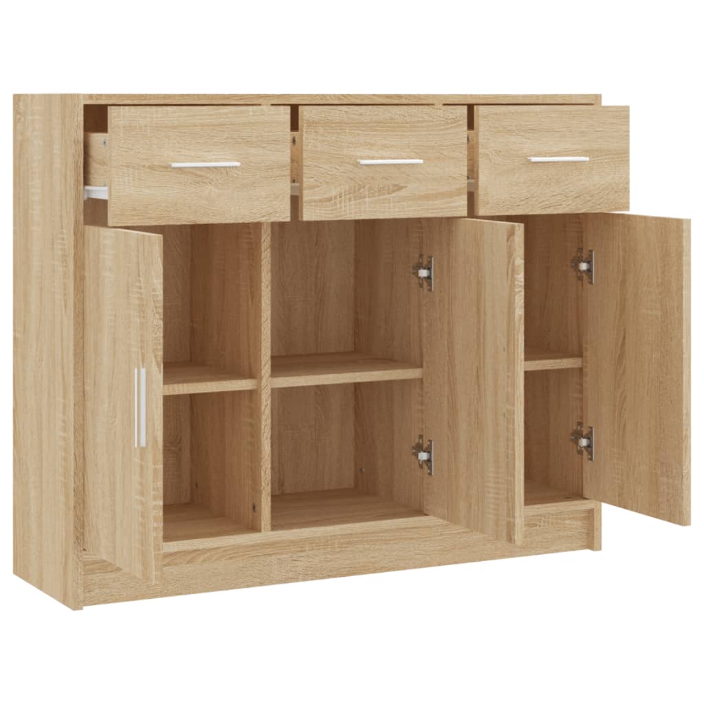 Dressoir 91x28x75 cm bewerkt hout eikenkleurig