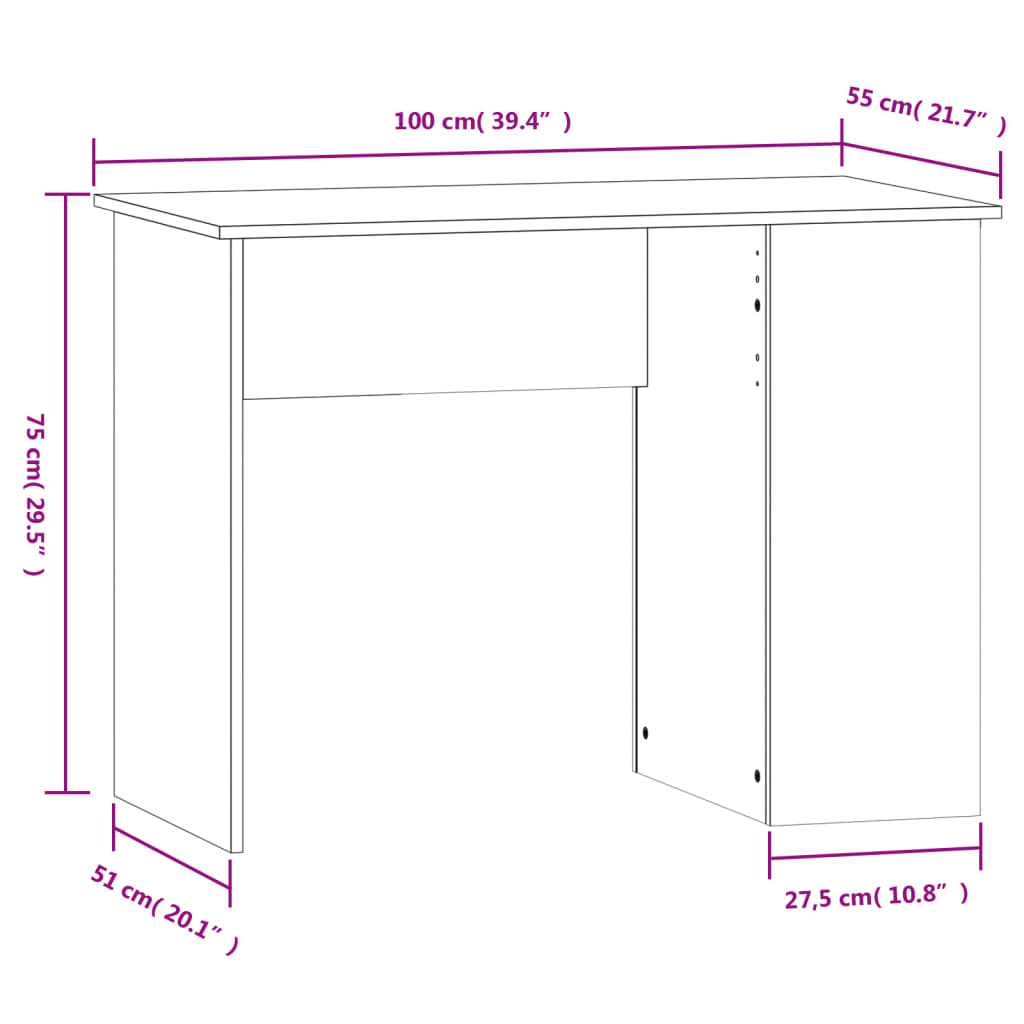 Bureau 100x55x75 cm bewerkt hout