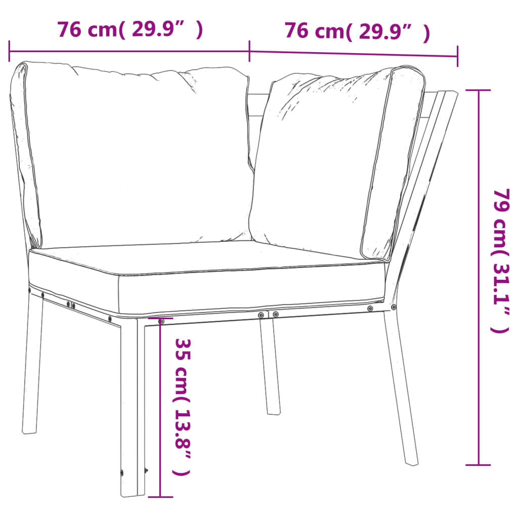 9-delige Loungeset met kussens staal zandkleurig