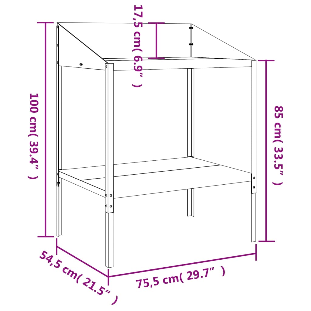 Plantenstandaard 75,5x54,5x100 cm verzinkt staal antracietkleur