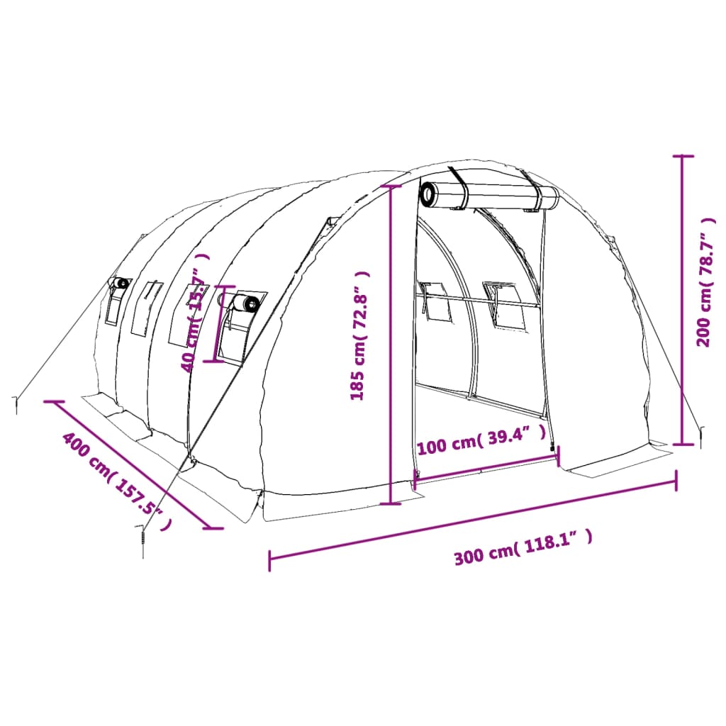 Tuinkas met stalen frame 18 m² 6x3x2 m