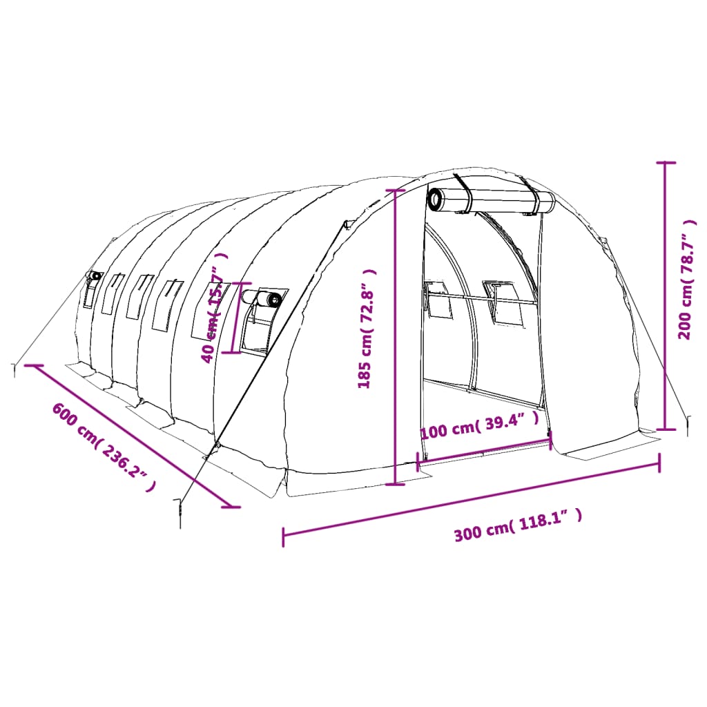 Tuinkas met stalen frame 18 m² 6x3x2 m