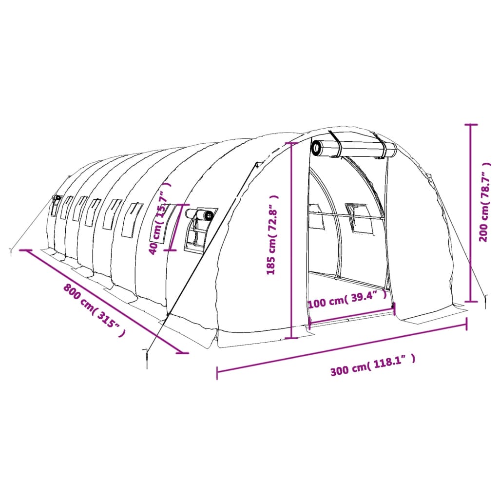 Tuinkas met stalen frame 18 m² 6x3x2 m