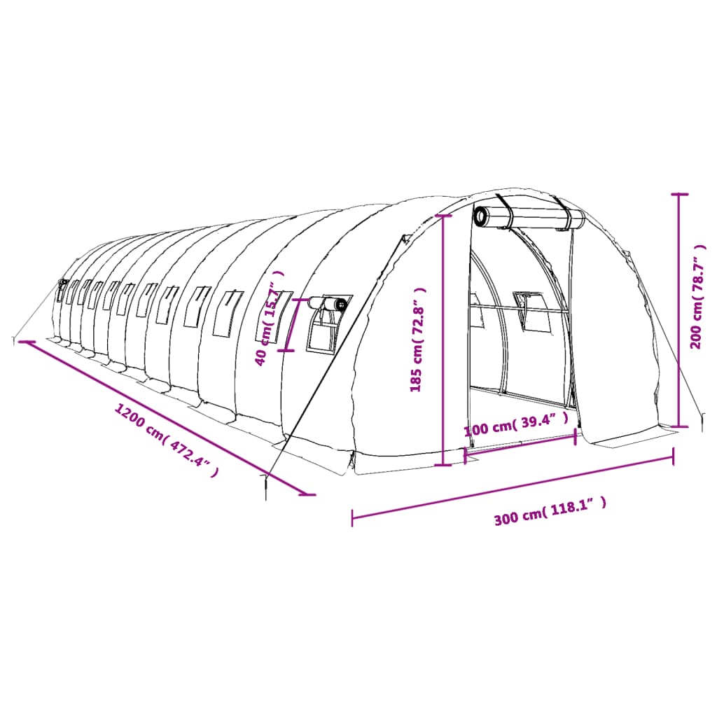 Tuinkas met stalen frame 18 m² 6x3x2 m