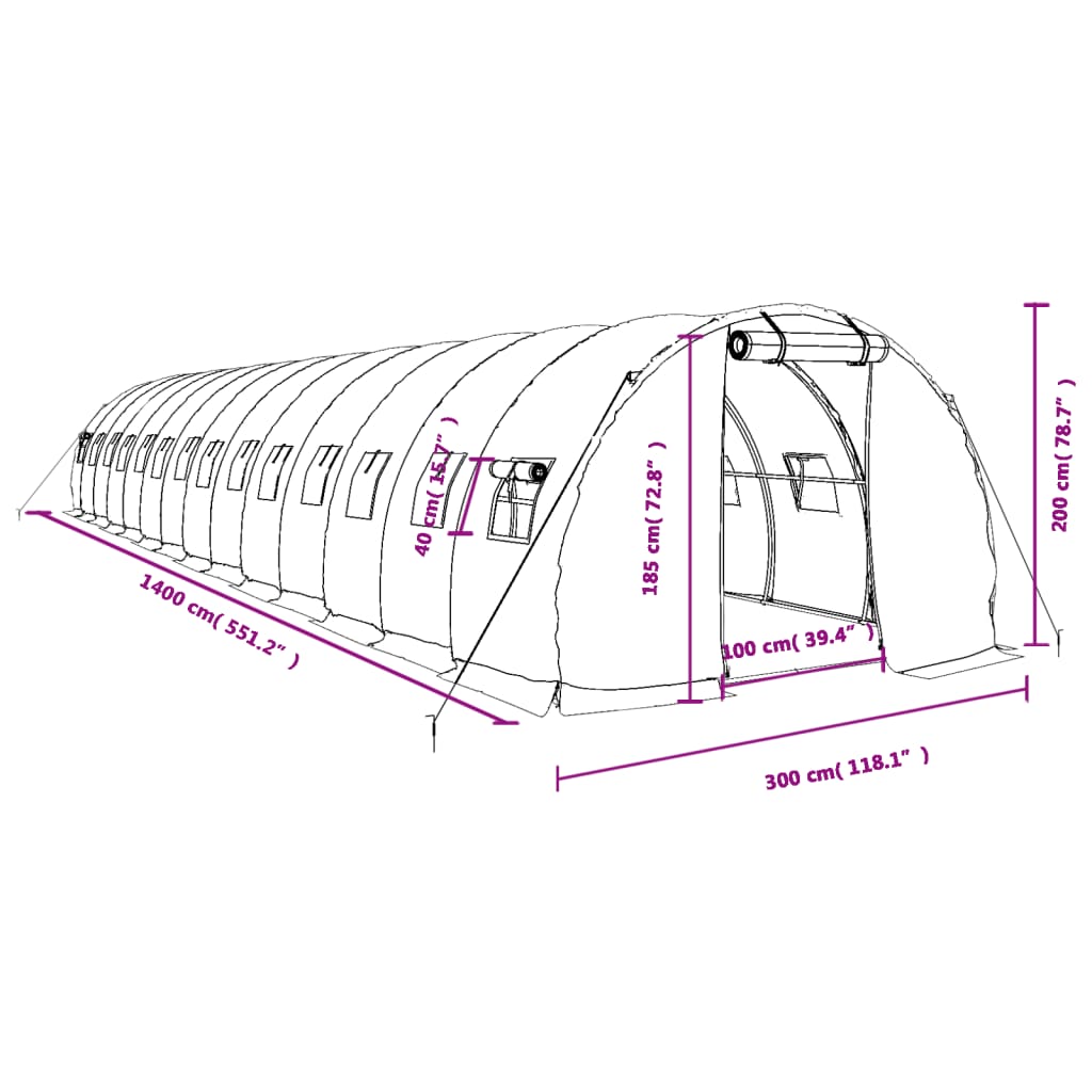 Tuinkas met stalen frame 18 m² 6x3x2 m