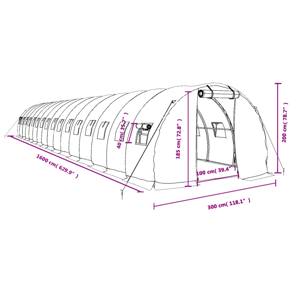 Tuinkas met stalen frame 18 m² 6x3x2 m