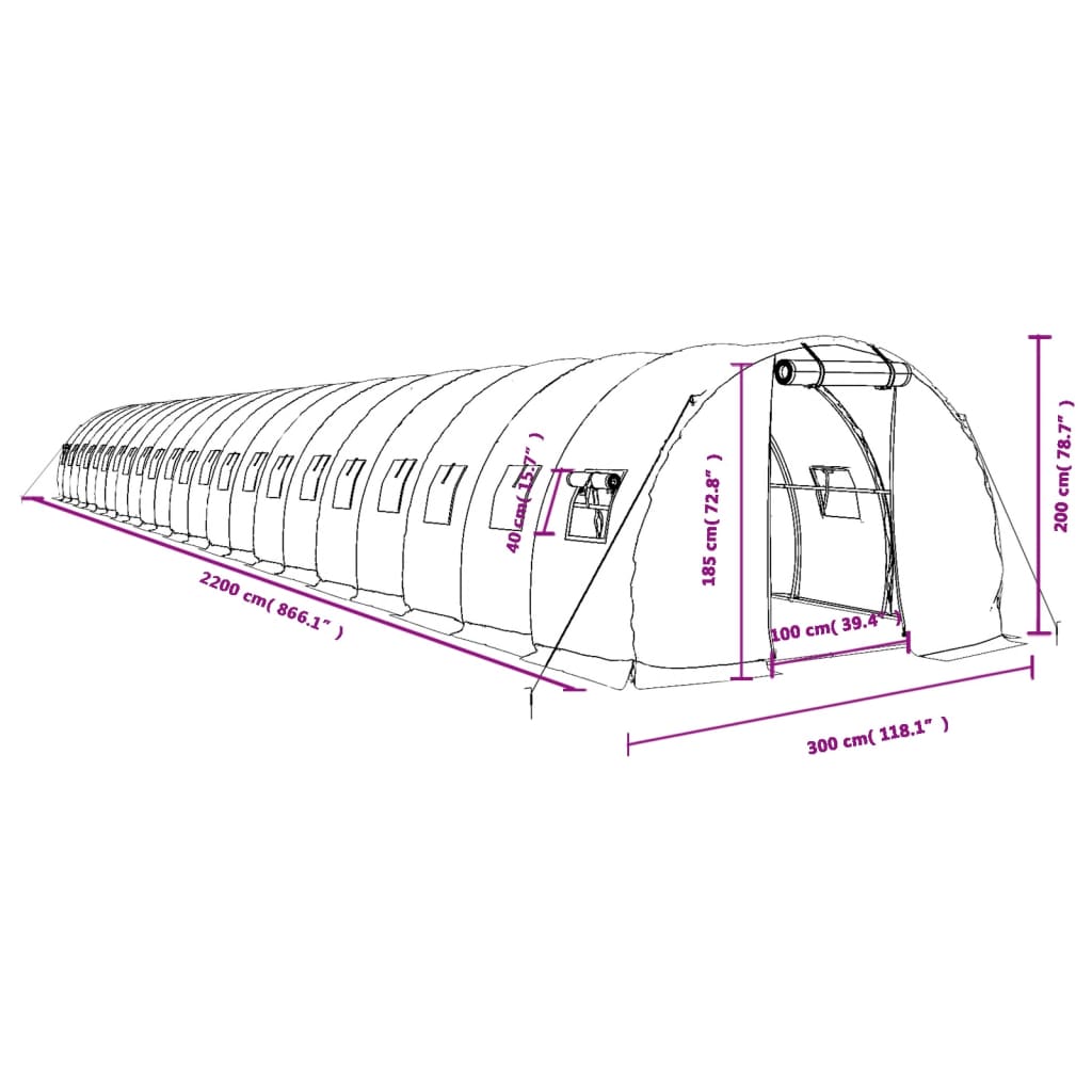 Tuinkas met stalen frame 18 m² 6x3x2 m