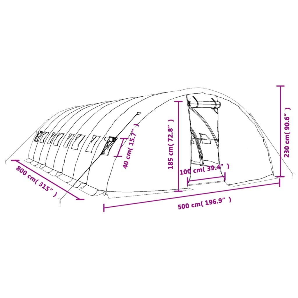 Tuinkas met stalen frame 30 m² 6x5x2,3 m