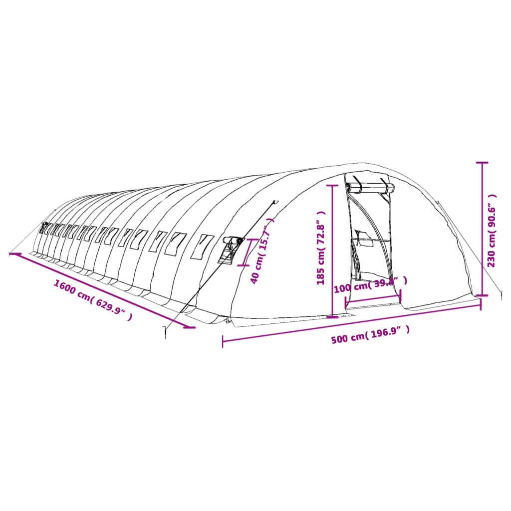 Tuinkas met stalen frame 30 m² 6x5x2,3 m