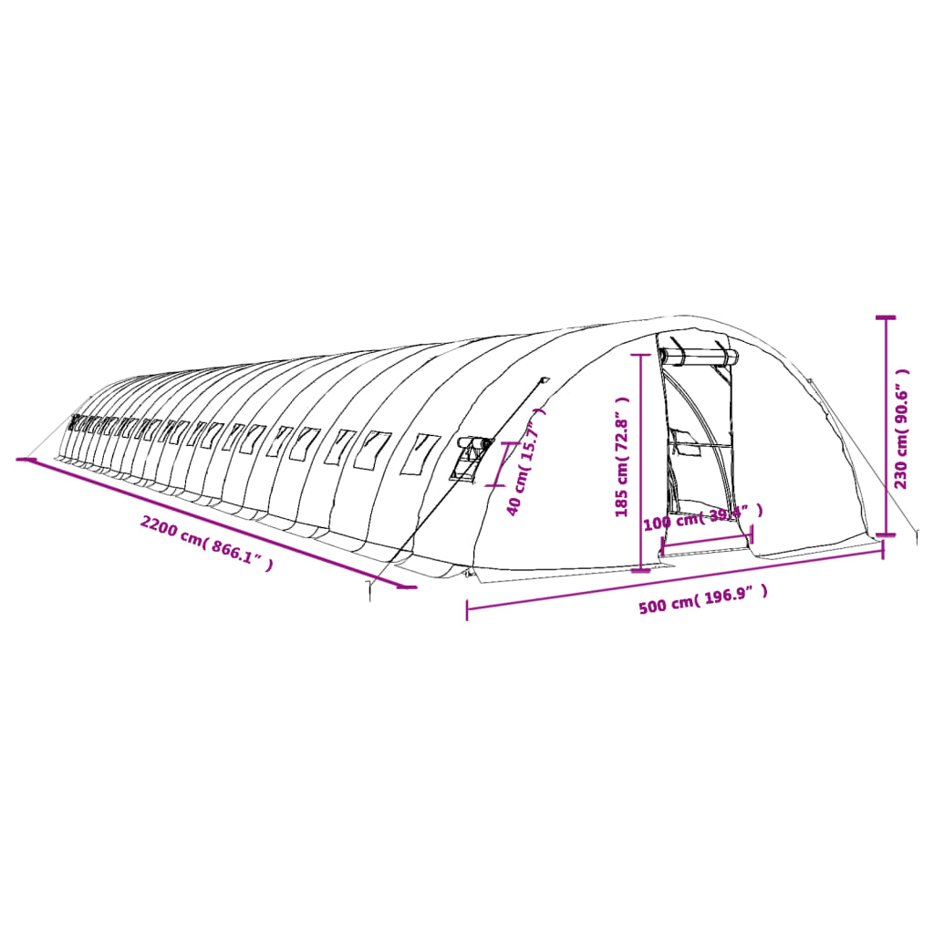 Tuinkas met stalen frame 30 m² 6x5x2,3 m