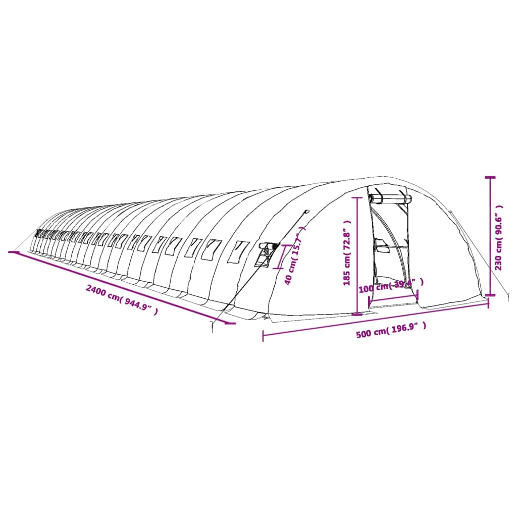 Tuinkas met stalen frame 30 m² 6x5x2,3 m