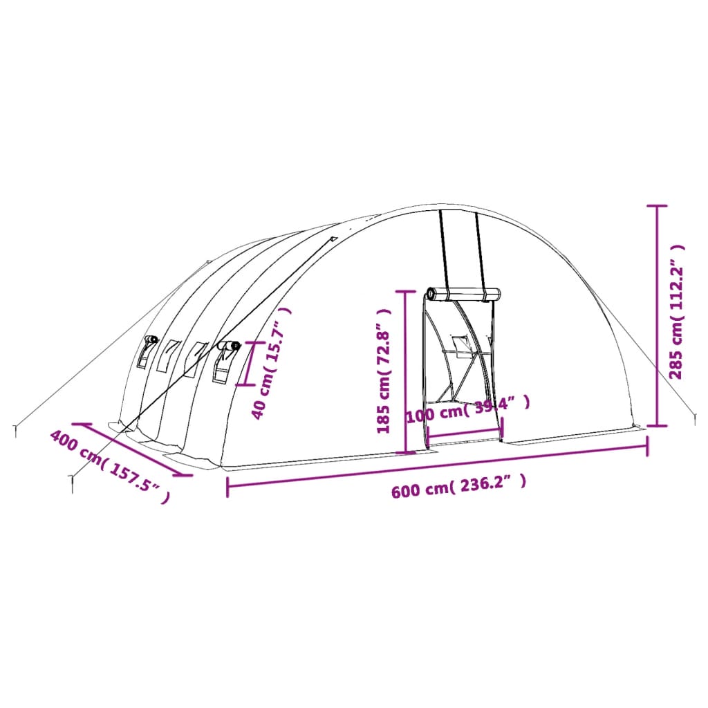 Tuinkas met stalen frame 132 m² 22x6x2,85 m