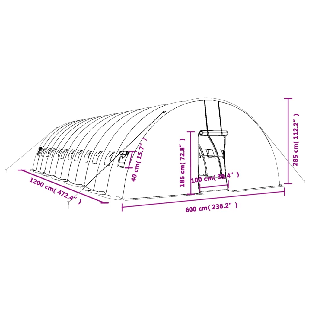 Tuinkas met stalen frame 132 m² 22x6x2,85 m