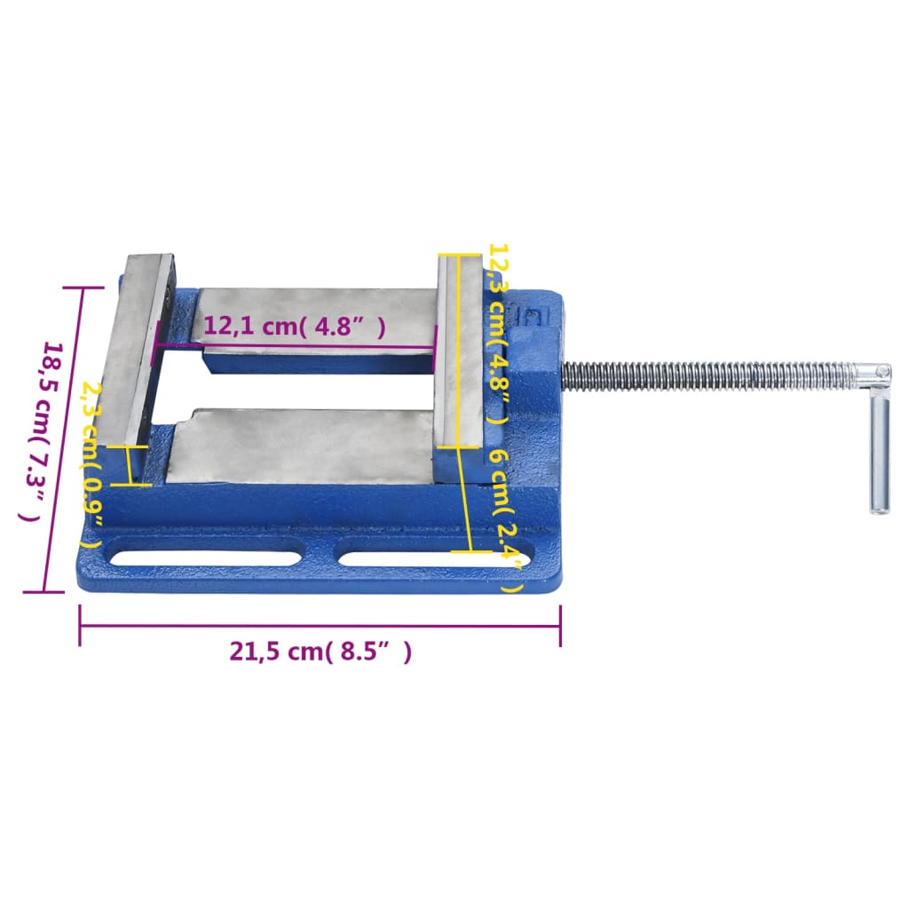 Bankschroef voor kolomboormachine 100 mm gietijzer blauw