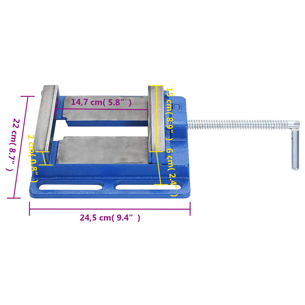 Bankschroef voor kolomboormachine 100 mm gietijzer blauw