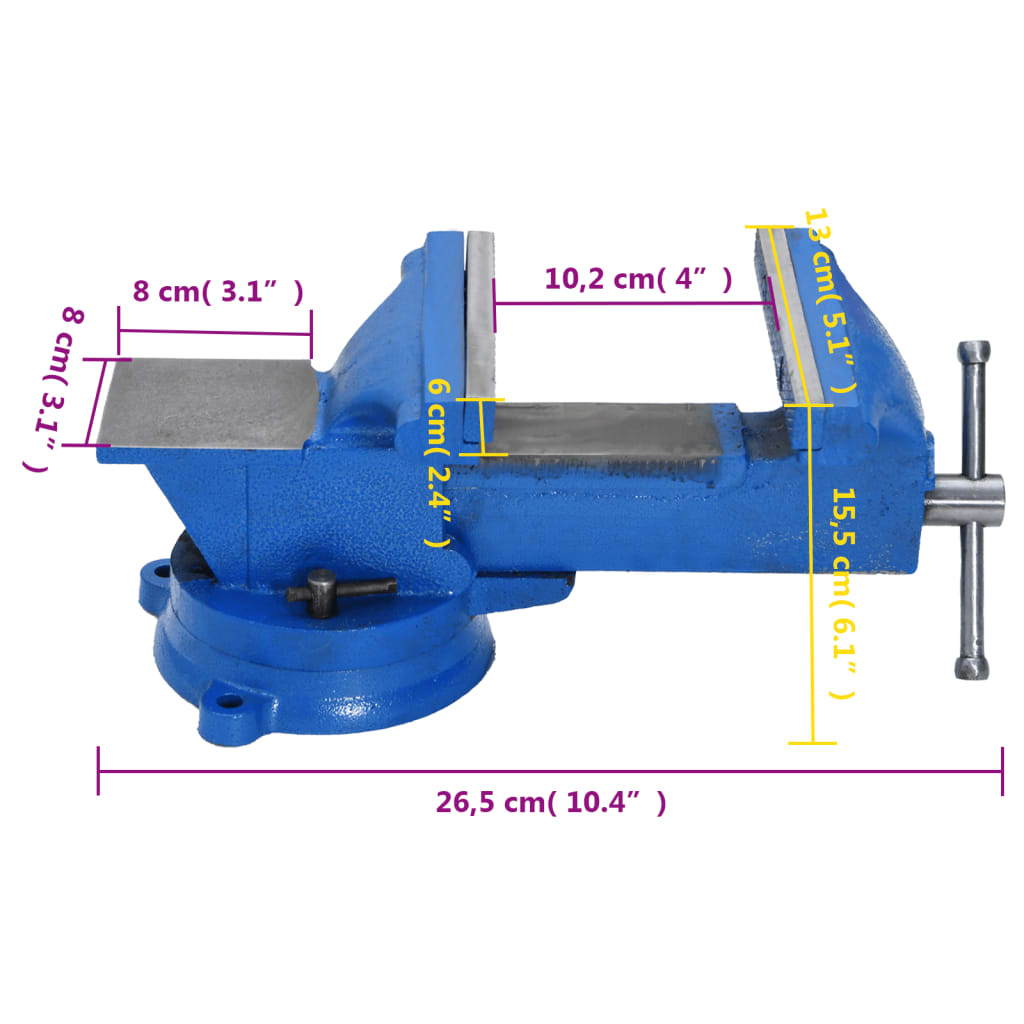 Bankschroef 125 mm gietijzer blauw