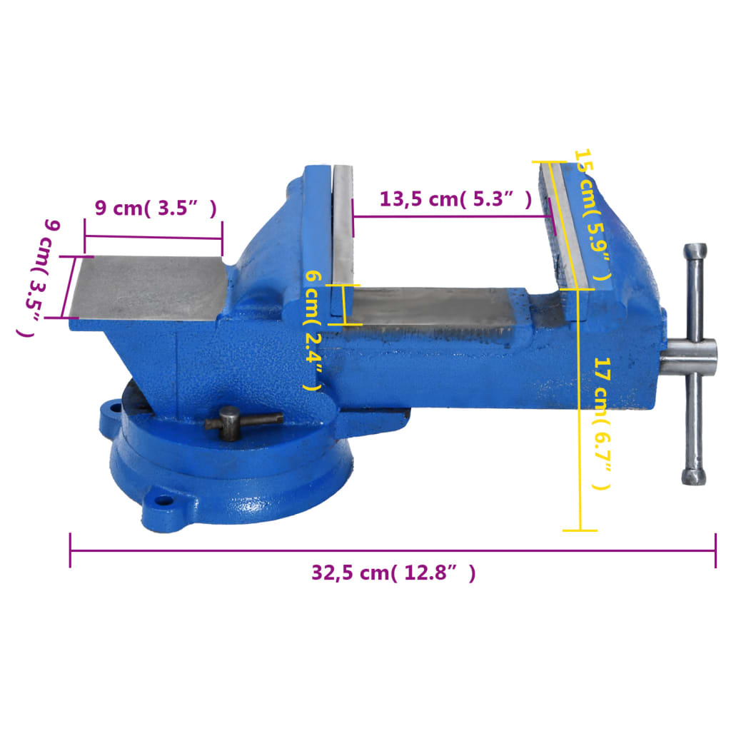 Bankschroef 125 mm gietijzer blauw